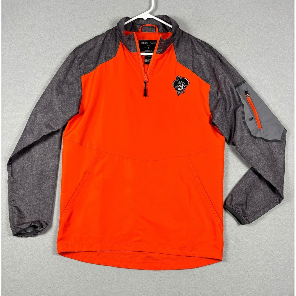 Holloway 1/4 Zip Pullover Jacket Athletic OSU Logo Small Lightweight Orange